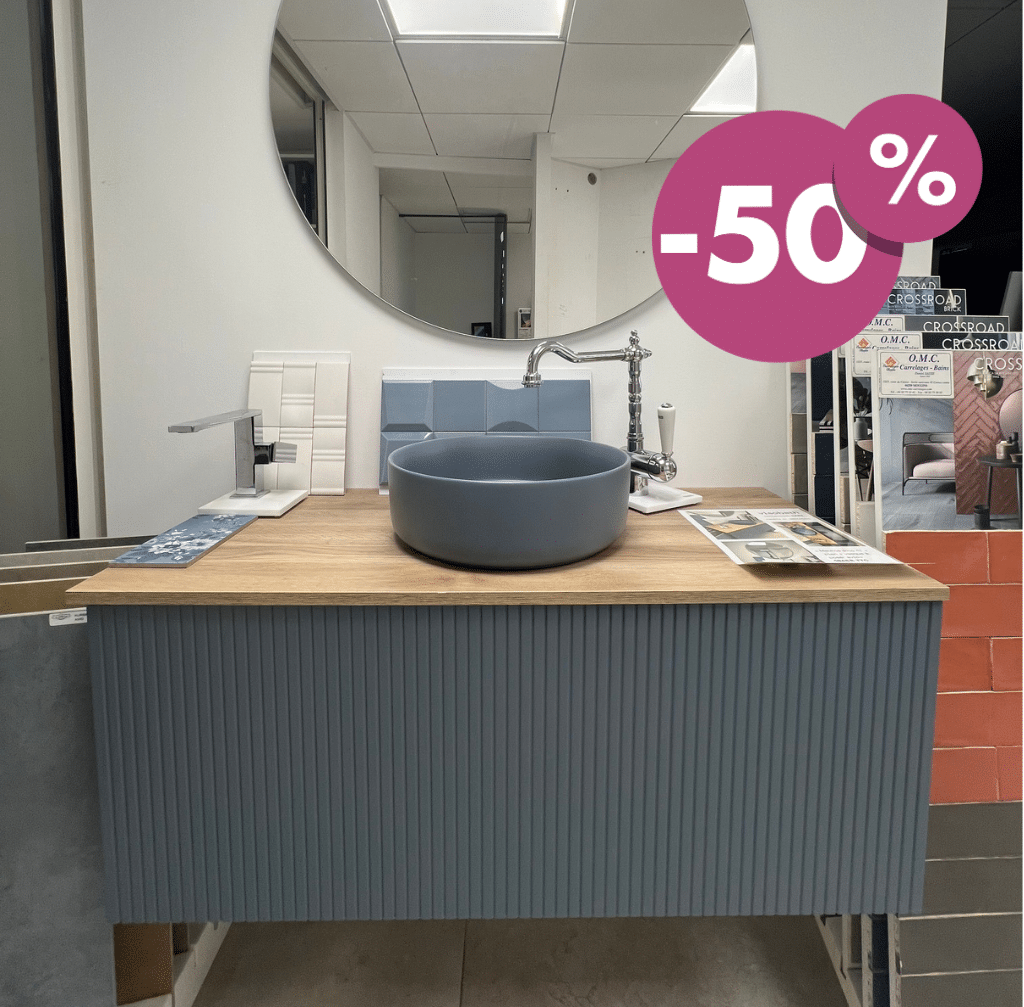 un meuble de salle de bain Visiobath avec une vasque grise