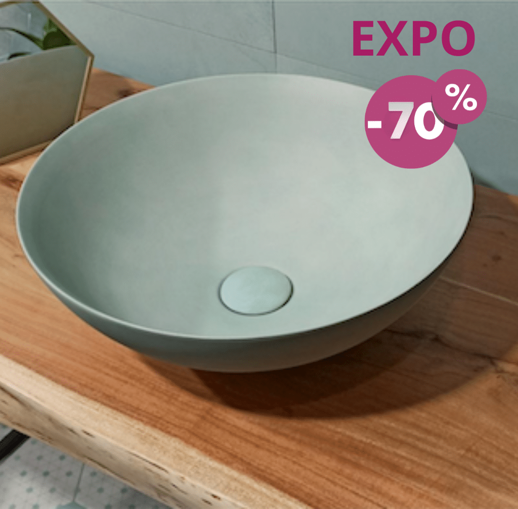 lavabo en céramique couleur ciment