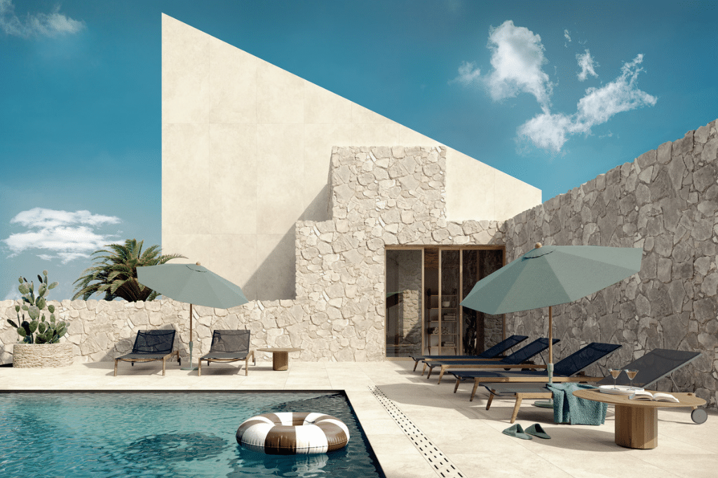 piscine d'une maison design avec du carrelage Cotto d'Este