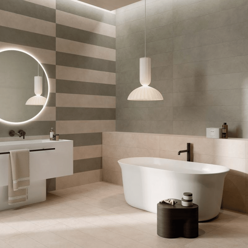 une salle de bain design Abk avec une baignoire et un meuble