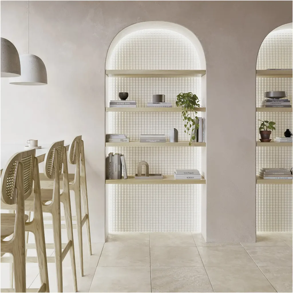 salon clair avec du carrelage wow blanc