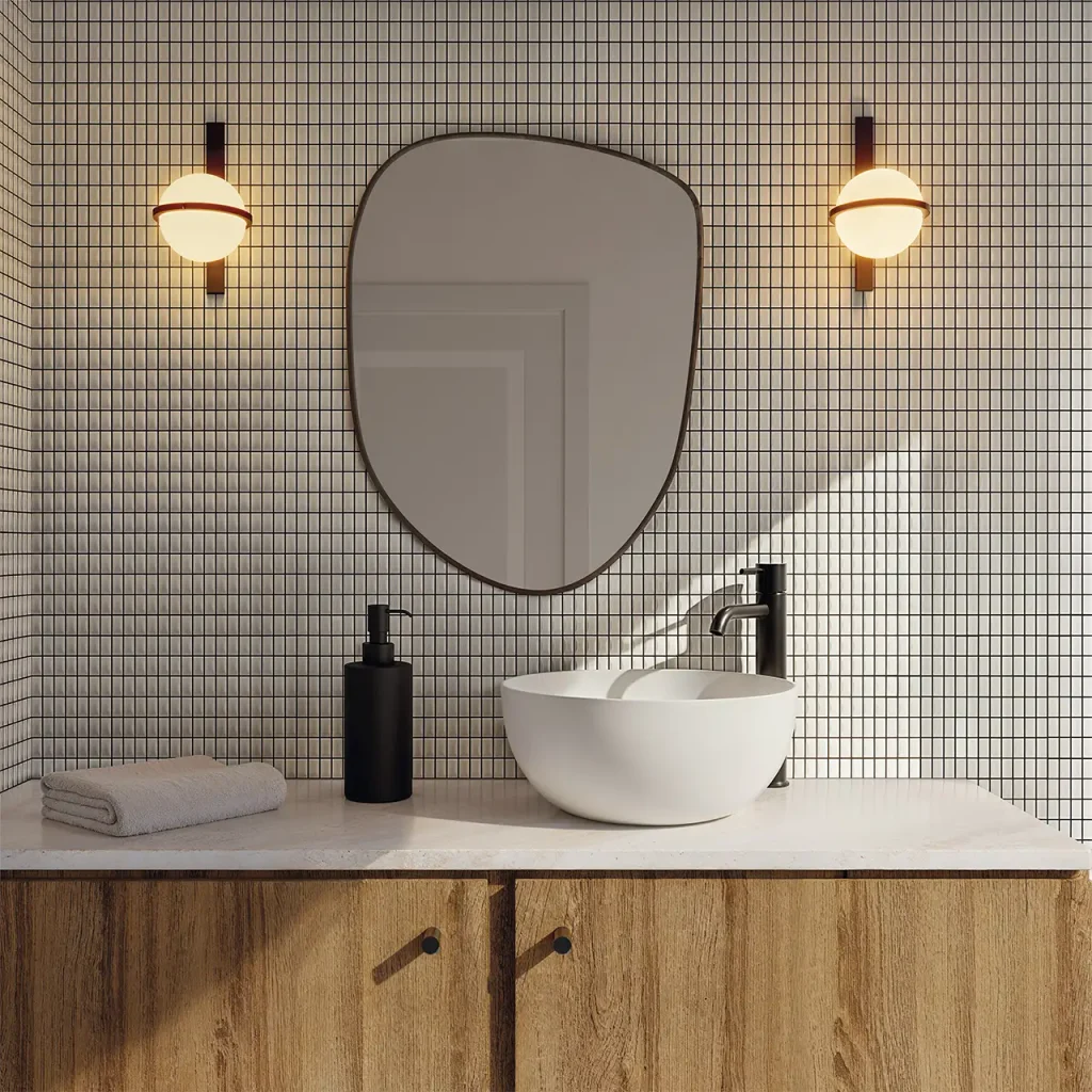 salle de bain moderne avec un carrelage blanc wow