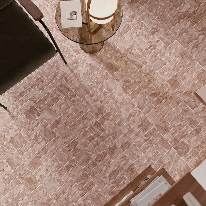 sol rose avec carrelage wow