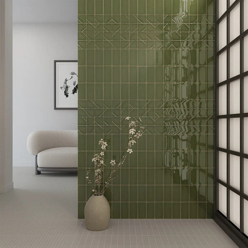 mur avec un carrelage wow vert
